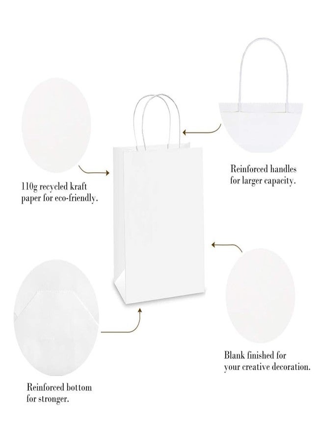 Aakriti White Kraft Gift Bags with Handles, Natural Plain Kraft Paper Shopping Bags for Retail Business, Grocery, Craft, Birthday, Wedding, Party Favors in 3 Sizes (45 PCS White Paper Bag) Mix Sizes - Image 5